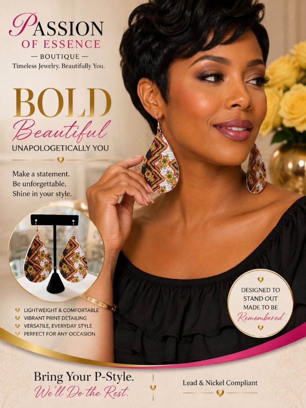 Bold Mosaic Teardrop Statement Earrings